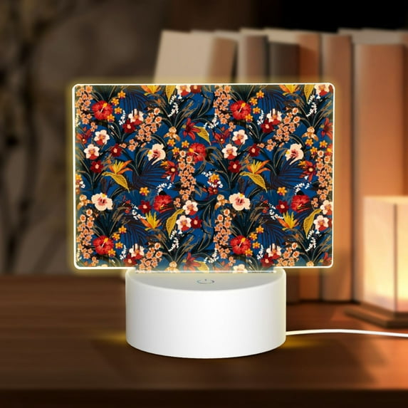 Haiem Vintage Floral Pattern Acrylic Night Light Gift with 3 Color ModesTouch-Sensitive LED Lamp Perfect Gift for Mother's Day, Birthday, or Christmas