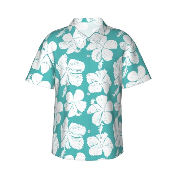 Haiem Vintage Floral Printed Hawaiian Shirt for Men - Men’s Casual Beach Summer Shirts - Stretch Fabric with Modern Fit-Small