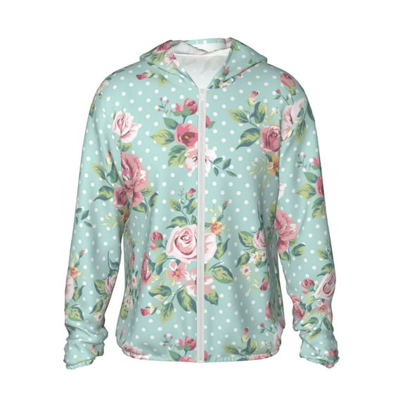 Haiem Vintage Floral UPF 50+ Fishing Shirts for Men Long Sleeve UV Sun Protection Hoodie Non-Mask Outdoor Hiking Shirts