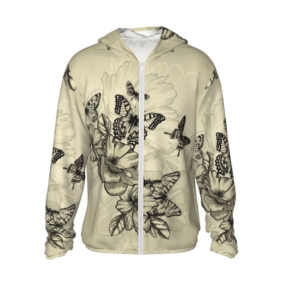 Haiem Vintage Floral UPF 50+ Fishing Shirts for Men Long Sleeve UV Sun Protection Hoodie Non-Mask Outdoor Hiking Shirts