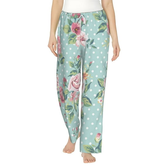 Haiem Vintage Floral Women's Pajama Pants Ultra Lightweight Pjs Bottoms Sleepwear Bottom Pants With Pocket Drawstring-Large