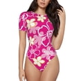 thumbnail image 1 of Haiem Vintage Flowers Women's Crew Neck Short Sleeve Bodysuit Tops Stretchy Slim Basic-X-Large, 1 of 9