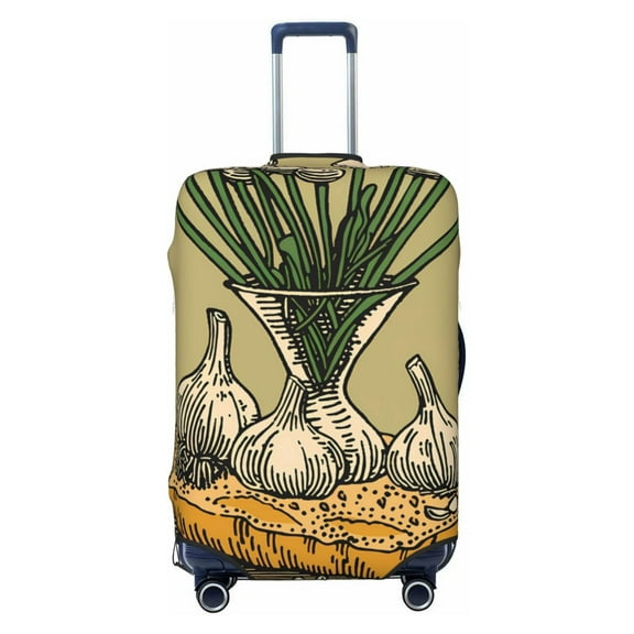 Haiem Vintage Garlic Bread Illustration Luggage Cover Printed Suitcase Covers for Luggage Elastic Washable Suitcase Protector Fits 18-32 Inch Luggage-Small