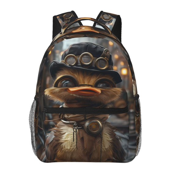 Haiem Vintage Gentleman Duck Printed School Backpack,Casual Travel Lightweight Backpack,Durable Comfortable Multifunctional Backpack,Laptop Backpack