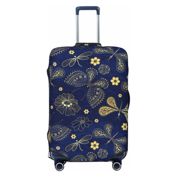 Haiem Vintage Golden Butterfly Luggage Cover Printed Suitcase Covers for Luggage Elastic Washable Suitcase Protector Fits 18-32 Inch Luggage-Large