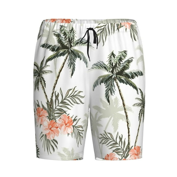 Haiem Vintage Palm Trees Men's Pajama Short with Soft Woven Cotton Elastic Waistband Sleep Short-Small