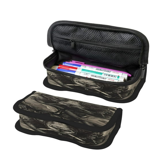 Haiem Vintage Ram Pilot Printed Large Pencil Case, Big Capacity Pencil Pouch Stationery Pen Bag, Storage High Capacity Bag Pouch Holder Box Organizer, Marker Pen Case