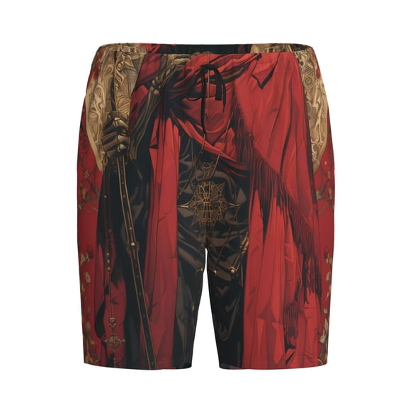 Haiem Vintage Rose Scepter Skull Men's Pajama Short with Soft Woven Cotton Elastic Waistband Sleep Short-XX-Large