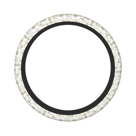 Haiem Vintage Stylized White Color Print Steering Wheel Cover 15 Inches for Women Men, Neoprene Anti-Slip Steering Wheel Grip Wrap Car Accessories Protective Case Cover for Vehicle Truck SUV