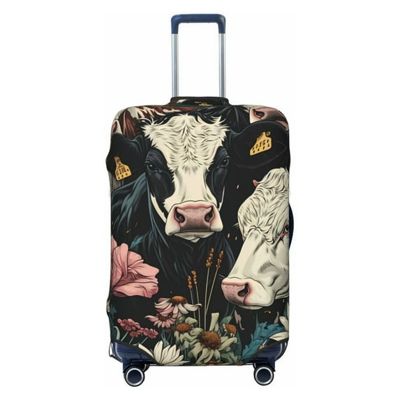 Haiem Vintage Sunflower Cow Luggage Cover Printed Suitcase Covers for Luggage Elastic Washable Suitcase Protector Fits 18-32 Inch Luggage-X-Large
