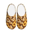 thumbnail image 1 of Haiem Vintage Wood Grain Sunflower B Print Women's Fuzzy Memory Foam House Slipper Cozy Home Footwear Non-slip Winter Slippers-37/38, 1 of 7