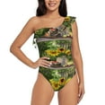 thumbnail image 1 of Haiem Vintage Wooden Bucket Women's One Piece Swimsuits Tummy Control One Shoulder Bathing Suits Ruffle Swimwear-Medium, 1 of 8