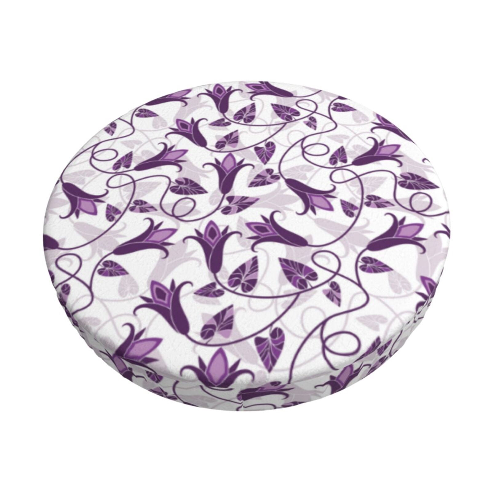 Haiem Violets Flowers Cushion Round Bar Chair Seat Cover Bar Chair ...
