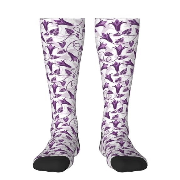 Haiem Violets Flowers Socks, Funny Novelty Crazy Design Cotton Socks Sports Socks Knee High Socks For Men, Women,1Pairs - Gift For Working Friends