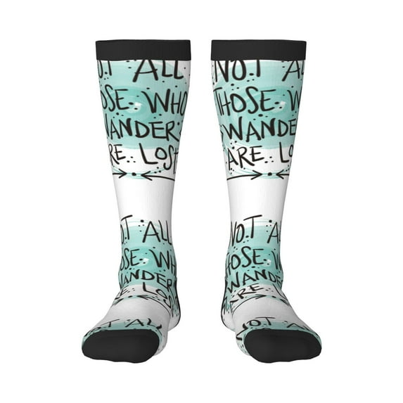 Haiem Not All Who Wander Are Lost1 Socks, Funny Novelty Crazy Design Cotton Socks Sports Socks Knee High Socks For Men, Women,1Pairs - Gift For Working Friends