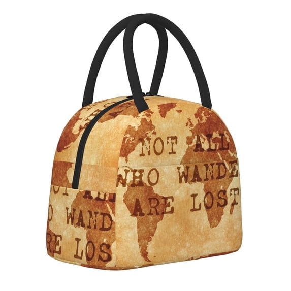 Haiem Not All Those Who Wander Are Lost2 Printed Lunch Bag Women, Lunch Box Lunch Bag for Women, Small Leakproof Cute Lunch Tote Large Capacity Reusable Insulated Cooler Lunch Container