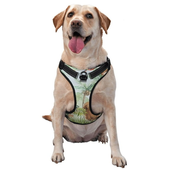 Haiem Watercolor African Animals Wildlife Pattern No-Pull Dog Harness Reflective Front Clip Vest with Handle,Step-in Air Dog Harness,Adjustable 2 Metal Rings 4 Buckles-Medium