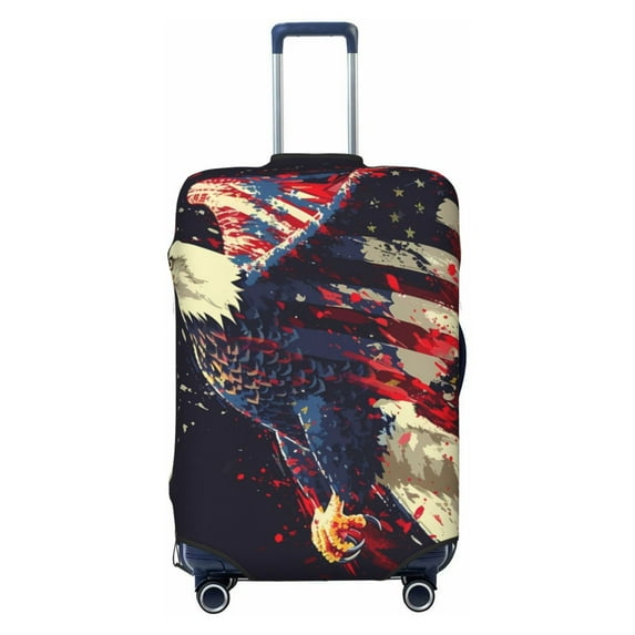 Haiem Watercolor Bald Eagle Luggage Cover Printed Suitcase Covers for Luggage Elastic Washable Suitcase Protector Fits 18-32 Inch Luggage-Large