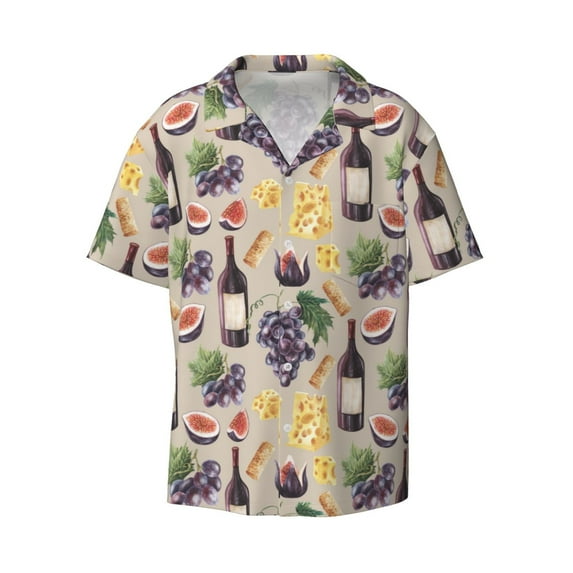 Haiem Watercolor Bottles And Glasses Men's Casual Shirts Short Sleeve Button Down Shirts Fashion Textured Summer Beach Shirt-XX-Large