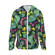 Haiem Watercolor Cactuses UPF 50+ Fishing Shirts for Men Long Sleeve UV Sun Protection Hoodie Non-Mask Outdoor Hiking Shirts