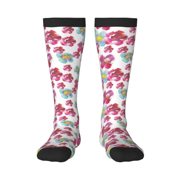 Haiem Watercolor Flowers Socks, Funny Novelty Crazy Design Cotton Socks Sports Socks Knee High Socks For Men, Women,1Pairs - Gift For Working Friends