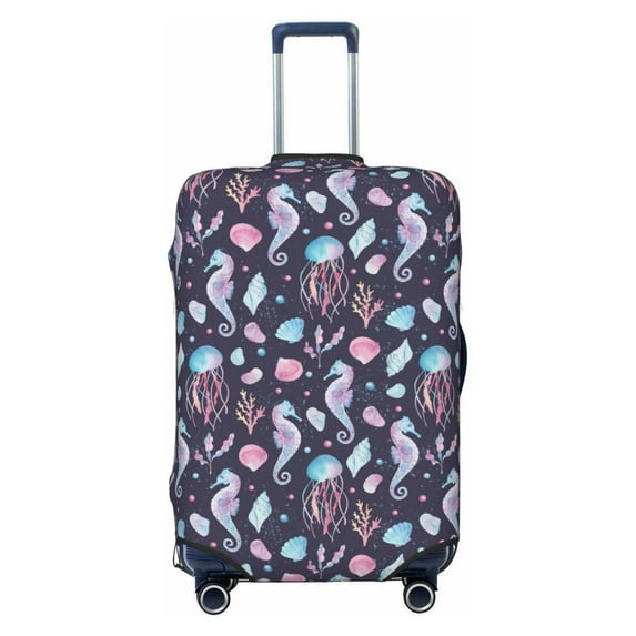 Haiem Watercolor Marine Animals Luggage Cover Printed Suitcase Covers for Luggage Elastic Washable Suitcase Protector Fits 18-32 Inch Luggage-Small
