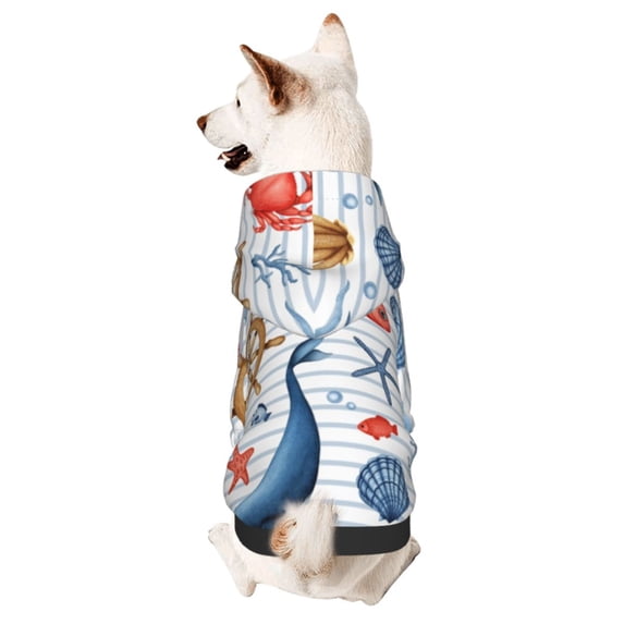 Haiem Watercolor Nautical for Winter Dog Hoodie Sweatshirts with Pockets Warm Dog Clothes for Small Dogs Chihuahua-XX-Large