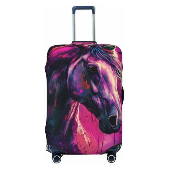 Haiem Watercolor Painting White Horse Luggage Cover Printed Suitcase Covers for Luggage Elastic Washable Suitcase Protector Fits 18-32 Inch Luggage-Large