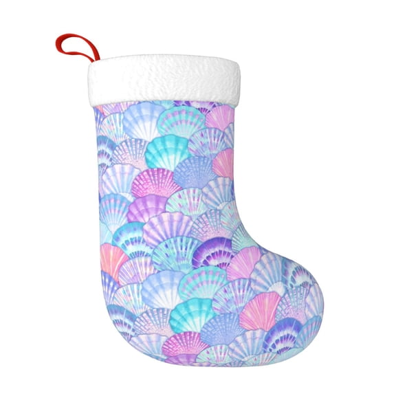 Haiem Watercolor Sea Shells 1 Pattern Christmas Stockings, Personalized 18 Inches Knit Christmas Stockings Xmas Hanging Stockings for Family Christmas Decorations