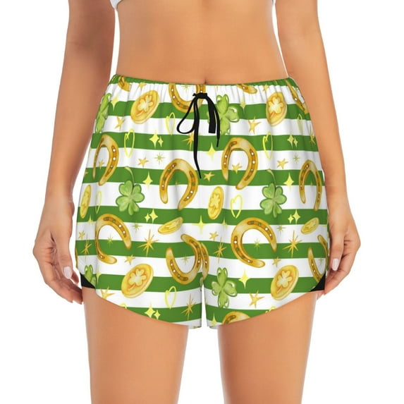 Haiem Watercolor St Patrick Day Women's 2 in 1 Running Shorts - Lightweight Athletic Workout Gym Yoga Breathable Sports Shorts Liner with Phone Pockets-XX-Large