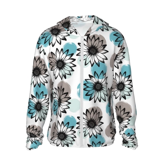 Haiem Watercolor Sunflower UPF 50+ Fishing Shirts for Men Long Sleeve UV Sun Protection Hoodie Non-Mask Outdoor Hiking Shirts