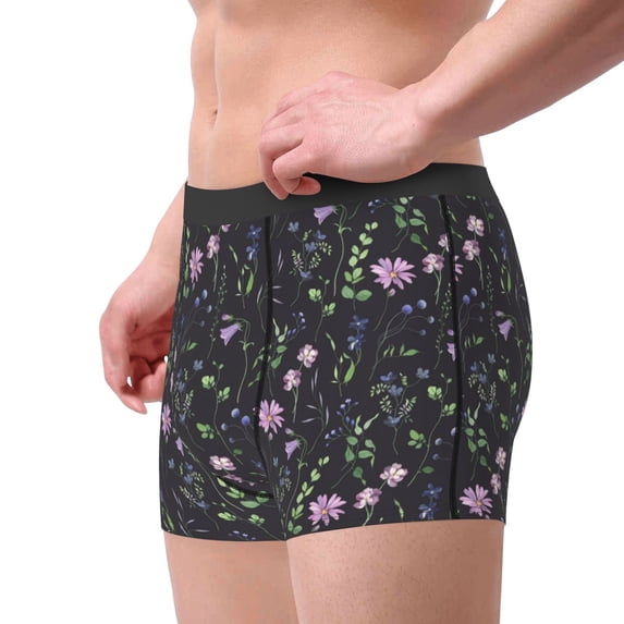 Haiem Watercolor Wildflower 1 Men's Boxer Briefs, Every Day Comfort Stretch Cotton Moisture-Wicking Underwear-XX-Large