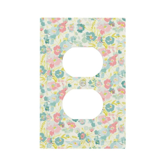 Haiem Watercolor Wildflowers Pattern Decorative Wall Plates, 1-Gang 5.0" x3.0", Unbreakable Thermoplastic Faceplate Cover for Decorator Receptacle Outlet & Switch-Style S