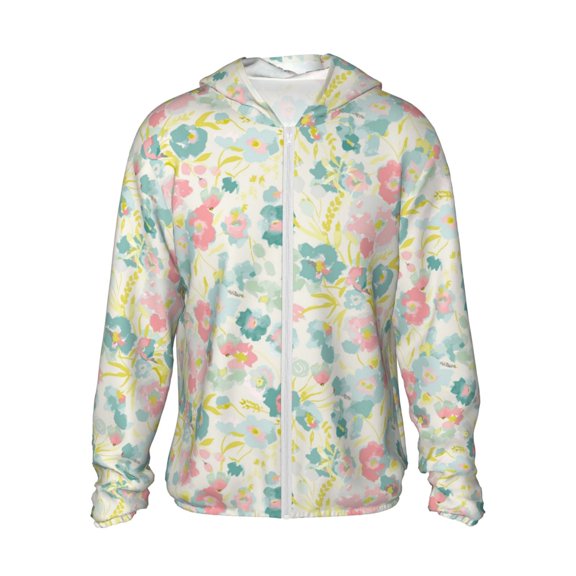 Haiem Watercolor Wildflowers UPF 50  Fishing Shirts for Men Long Sleeve UV Sun Protection Hoodie Non-Mask Outdoor Hiking Shirts