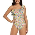 thumbnail image 1 of Haiem Watercolor Wildflowers Women's One Piece Swimsuits Tummy Control One Shoulder Bathing Suits Ruffle Swimwear-XX-Large, 1 of 8