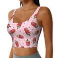 thumbnail image 1 of Haiem Watermelon Ice Cream Pattern Womens Sports Bra - U Neck Padded Low Impact Yoga Bra Workout Crop Top Gym Moisture-Wicking Workout Vest -Large, 1 of 9