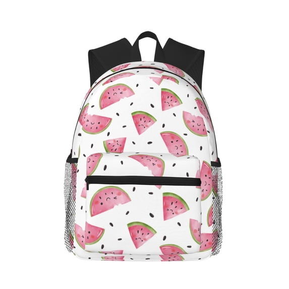 Haiem Watermelon Lightweight Backpack for School, Classic Basic Water Resistant Casual Daypack for Travel with Bottle Side Pockets