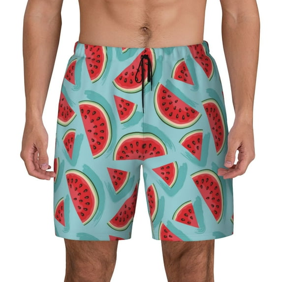Haiem Watermelon Mens Swim Trunks with Compression Liner 2 in 1 Swimming Shorts Stretch Swimwear Quick Dry,Board Shorts-XX-Large