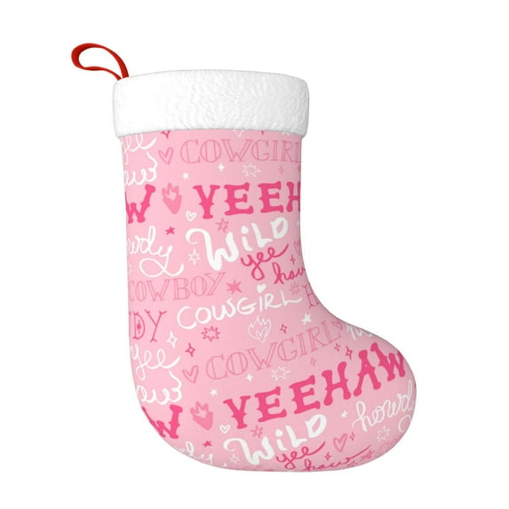 Haiem Western Cowgirl Pattern Christmas Stockings, Personalized 18 Inches Knit Christmas Stockings Xmas Hanging Stockings for Family Christmas Decorations