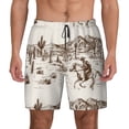 thumbnail image 1 of Haiem Western Desert Cowboys3 Mens Swim Trunks with Compression Liner 2 in 1 Swimming Shorts Stretch Swimwear Quick Dry,Board Shorts-3X-Large, 1 of 9