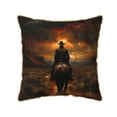 thumbnail image 1 of Haiem Western Rainy Desert Cowboy Print Velvet Soft Solid Decorative Square Throw Pillow Covers Set with Elegant Piping Christmas Cushion Case for Sofa Bedroom Car-20"x20", 1 of 8
