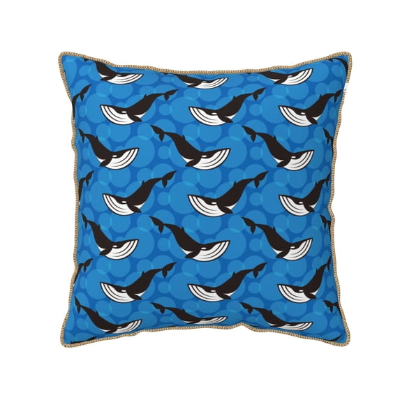 Haiem Whale And Sea Print Velvet Soft Solid Decorative Square Throw Pillow Covers Set with Elegant Piping Christmas Cushion Case for Sofa Bedroom Car-20"x20"