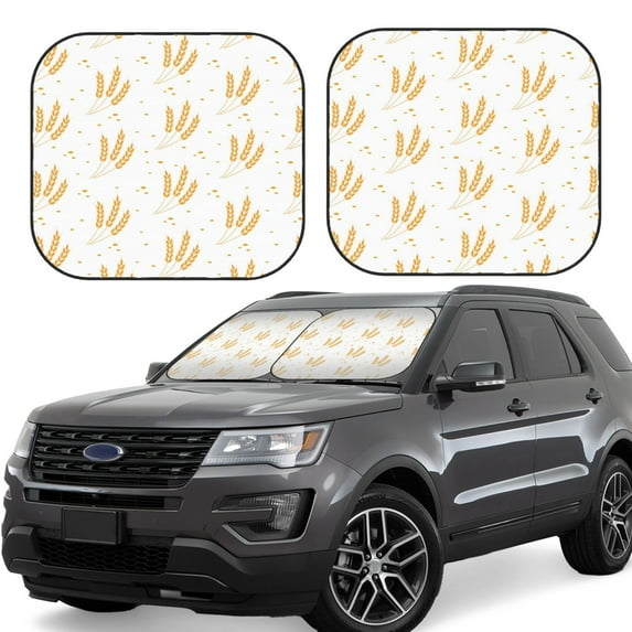 Haiem Wheat Car Windshield Sun Shade (2 Pieces) Foldable Windshield Sun Shade Car Accessories for Truck SUV Pickup-Small
