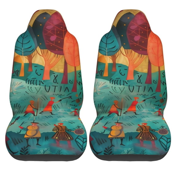 Haiem Whimsical Forest Scene Printed Car Seat Covers Set of 2, Universal Fit Car Seat Covers,Protective Seat Covers,Comfortable Car Seat Covers, Easy Installation Seat Covers