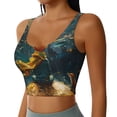 thumbnail image 1 of Haiem Whimsical Starry Night Scene Pattern Womens Sports Bra - U Neck Padded Low Impact Yoga Bra Workout Crop Top Gym Moisture-Wicking Workout Vest -Small, 1 of 9