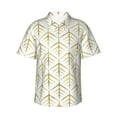 thumbnail image 1 of Haiem White And Gold Geometry Printed Hawaiian Shirt for Men - Men’s Casual Beach Summer Shirts - Stretch Fabric with Modern Fit-X-Large, 1 of 9