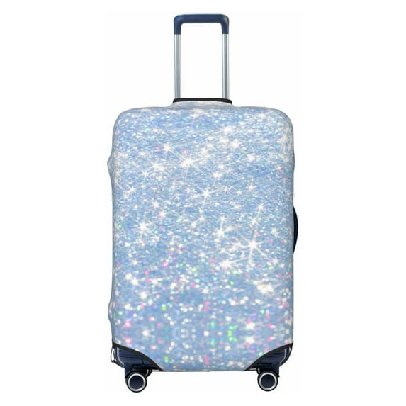 Haiem White Bule Glitter Luggage Cover,Durable, Washable Suitcase Protector With Anti-Scratch Technology - Keep Your Luggage Looking New Large
