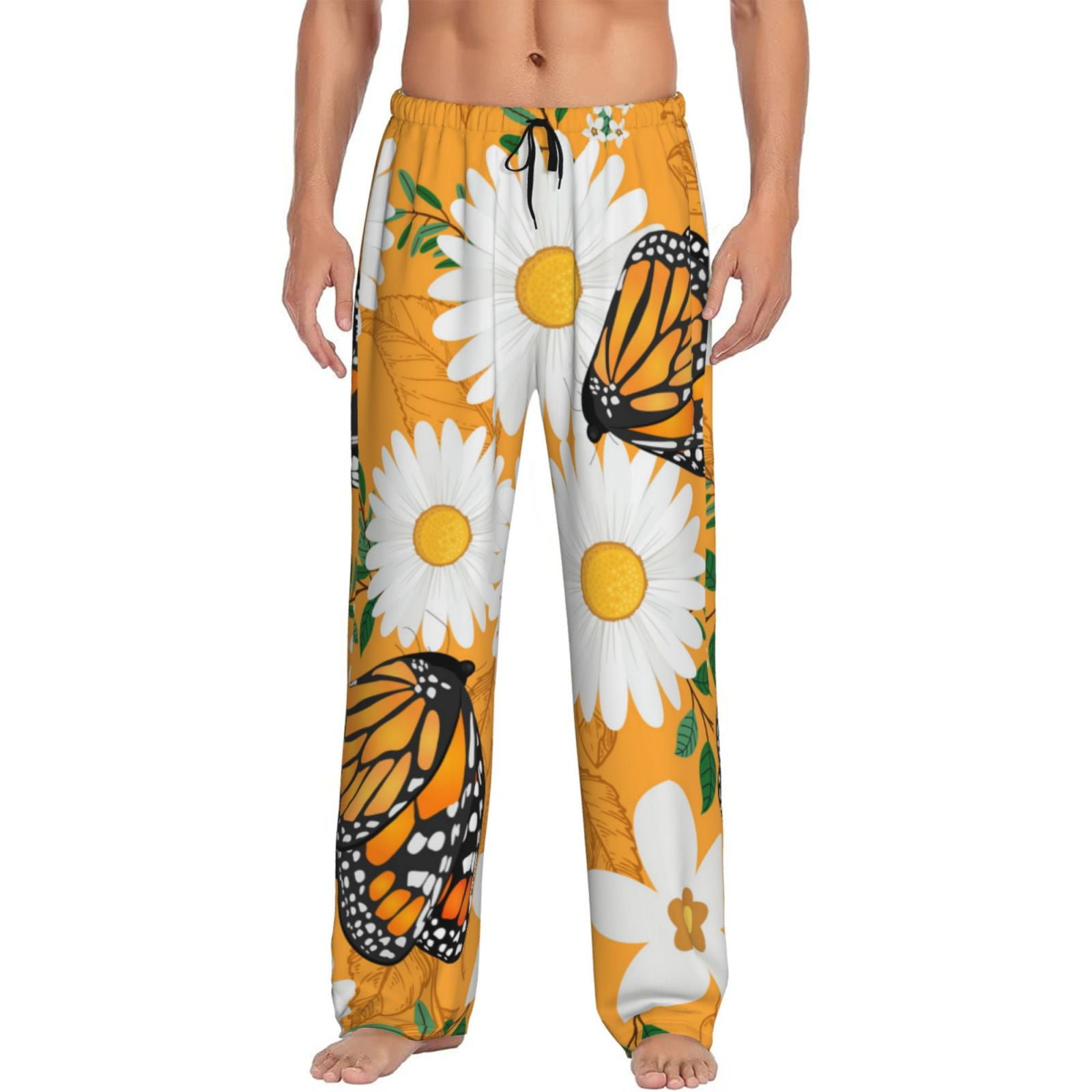 Colorful Butterflies Men's Pajama Pants – Soft Lounge Pants With Drawstring & Pockets For Sleeping, Relaxing