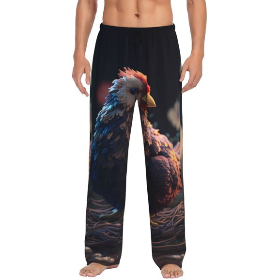 Haiem White Purple Flower Chicken Men's Pajama Pants Ultra Lightweight Pjs Bottoms Sleepwear Bottom Pants With Pocket Drawstring-Small