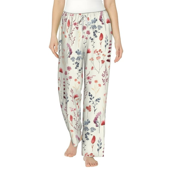 Haiem Wildflower Watercolor 3 Women's Pajama Pants Ultra Lightweight Pjs Bottoms Sleepwear Bottom Pants With Pocket Drawstring-Large